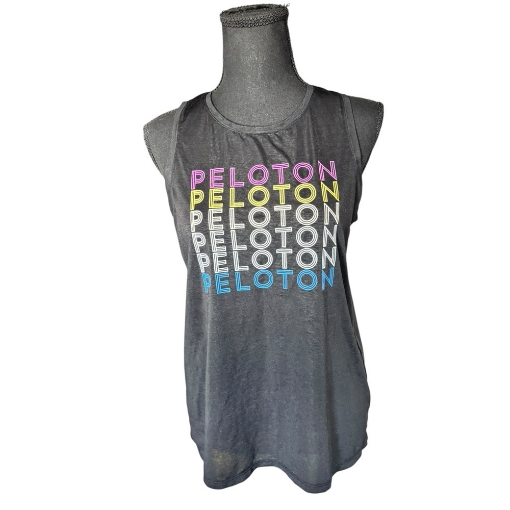 Peloton Muscle Tank Top Neon Logo Graphic Athleisure Activewear Medium U45
